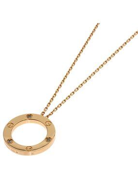 Cartier Love Circle Diamond Necklace 18k Pink Gold